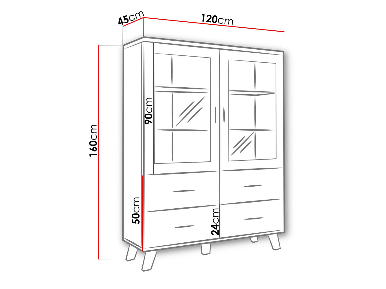 Vitriinkapp SANNA 120 2D4S-wotan / wotan + czarny hind ja info | Vitriinkapid | kaup24.ee