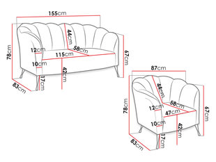 Mööblikomplekt TERKAZ-Eureka 2127-złoty hind ja info | Pehme mööbli komplektid | kaup24.ee