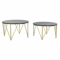 2 Väikese Laua Komplekt DKD Home Decor Must Kuldne Metall Puit (79 x 79 x 46 cm) (2 pcs) hind ja info | Diivanilauad | kaup24.ee