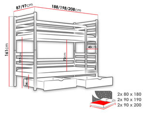 Кровать двухъярусная Аэро-попиль цена и информация | Кровати | kaup24.ee