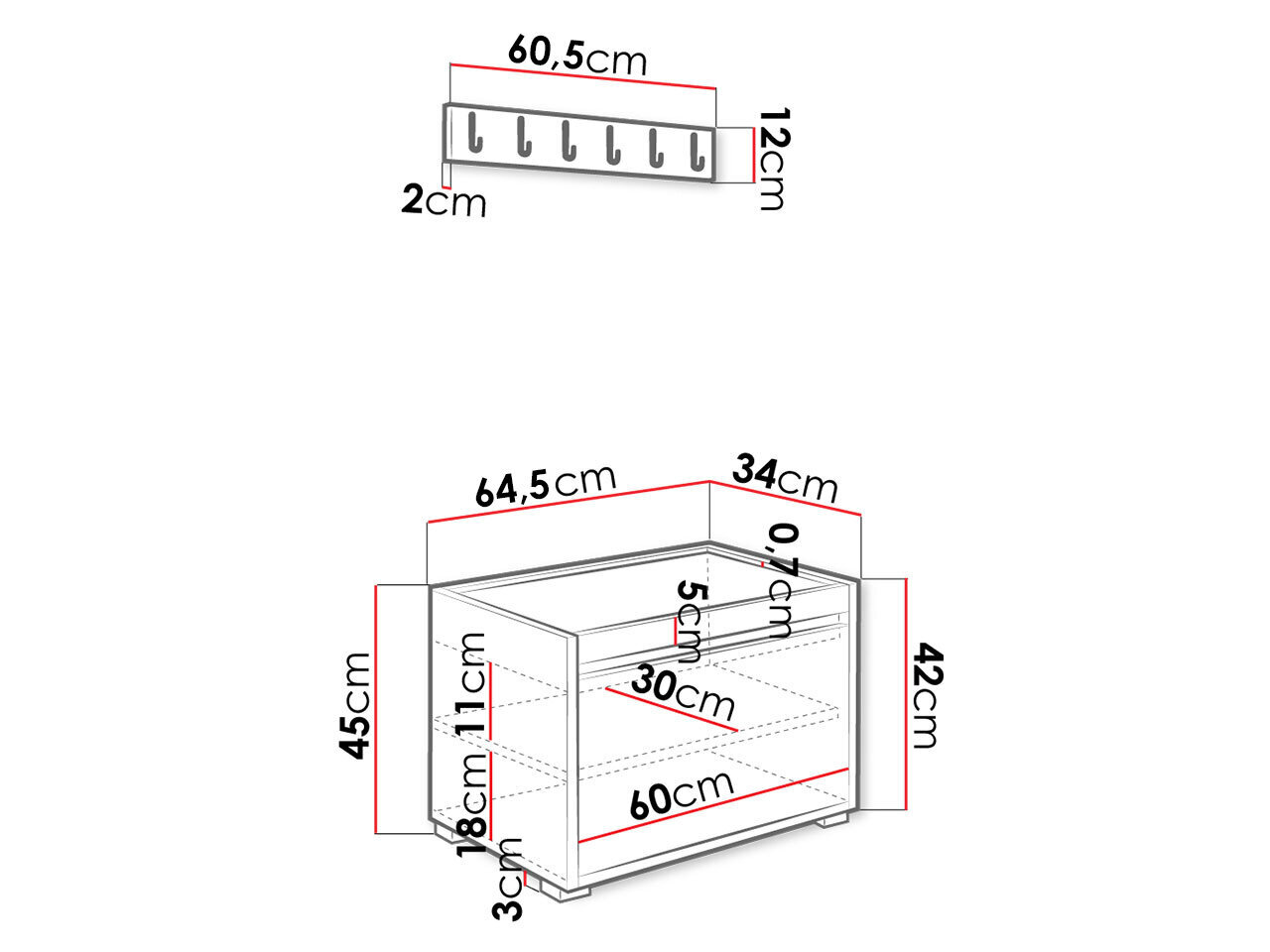 Nagi KONKOR 60 VII-biały (valge)-Manila 09 hind ja info | Esikukapid | kaup24.ee