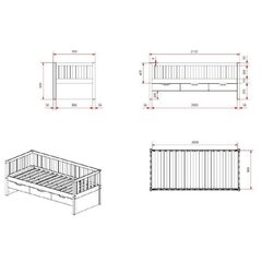 Кровать Captain+3 ящика Fritz 90x200 натуральная сосна цена и информация | Детские кровати | kaup24.ee