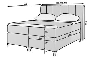 Kontinentaalvoodi BASILIO LED-Soft 09-180x200 cm цена и информация | Кровати | kaup24.ee