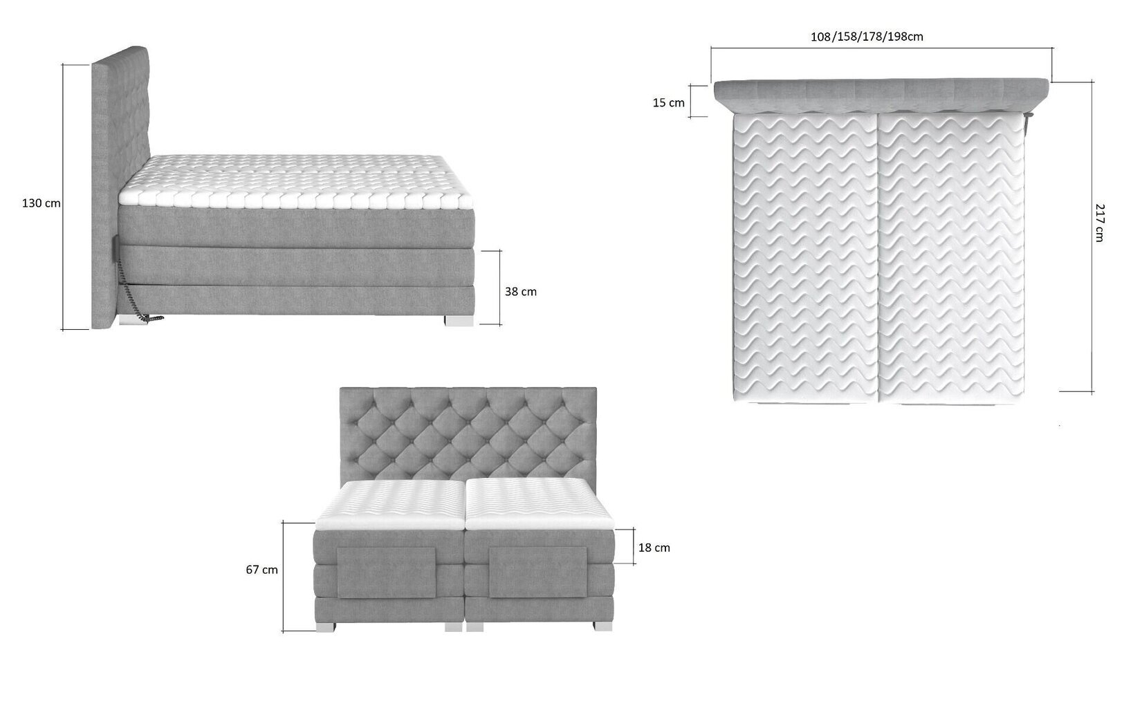 Kontinentaalvoodi CLOVER ELECTRIC-Grande 81-140x200 cm hind ja info | Voodid | kaup24.ee