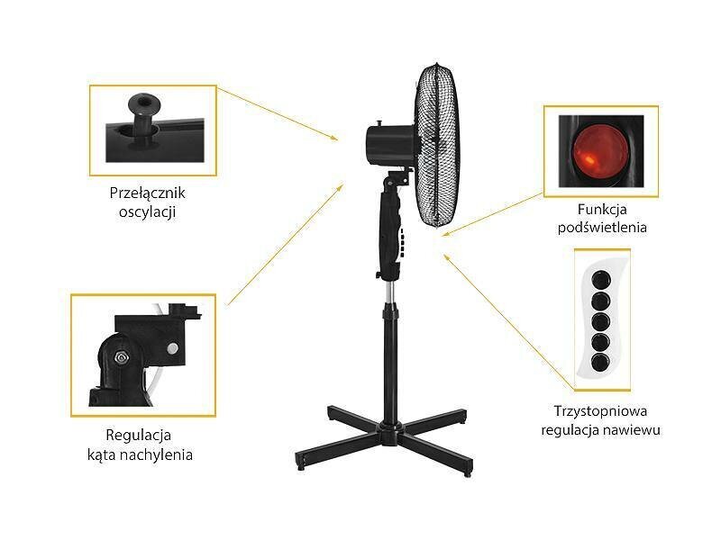 Standing Fan WT02 40W 16" black цена и информация | Ventilaatorid | kaup24.ee