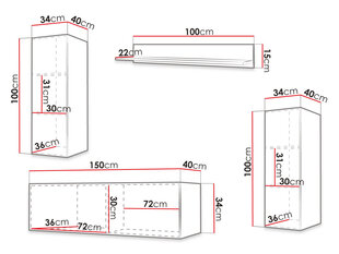 Sektsioon TEROSPITO I 9-biały (valge) цена и информация | Шкафчики в гостиную | kaup24.ee