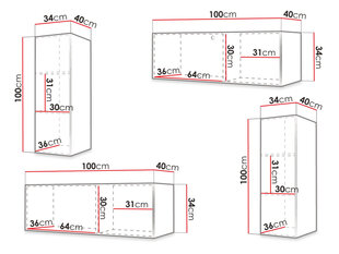 Sektsioon TOWIRO SLIM I 1-biały (valge) цена и информация | Шкафчики в гостиную | kaup24.ee