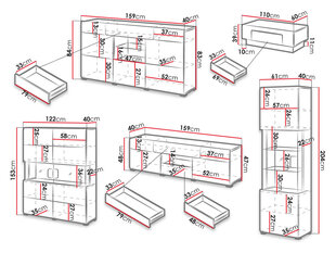 Sektsioon TOLEDO WM I-biały / biały połysk + dąb san remo цена и информация | Шкафчики в гостиную | kaup24.ee