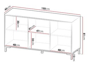 Kummut SOPELETO 3D 150-biały / marmur biały цена и информация | Шкафчики в гостиную | kaup24.ee