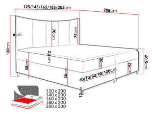 Kontinentaalvoodi WACJO-Fresh 01-120x200 cm цена и информация | Кровати | kaup24.ee