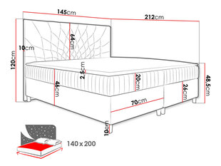 Kontinentaalvoodi NILEZI-Manila 12-160x200 cm hind ja info | Voodid | kaup24.ee