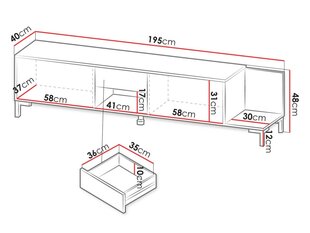 Telekalaud SOPELETO 2D1S1K-biały / marmur biały hind ja info | TV alused | kaup24.ee