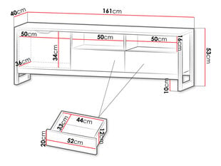 Тумба под ТВ 160 TRAFORE C-dąb sand grrange/matera цена и информация | Тумбы под телевизор | kaup24.ee