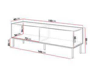 TV fish table 150 КОДА-белый / белый полыск + злотый цена и информация | Тумбы под телевизор | kaup24.ee