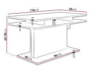 Журнальный столик KOBALI 2-белый / белый + черный цена и информация | Диваны | kaup24.ee