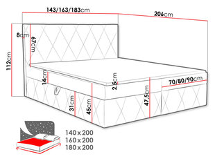 Kontinentaalvoodi TEBSILO-Magic Velvet 2217-160x200 cm hind ja info | Voodid | kaup24.ee