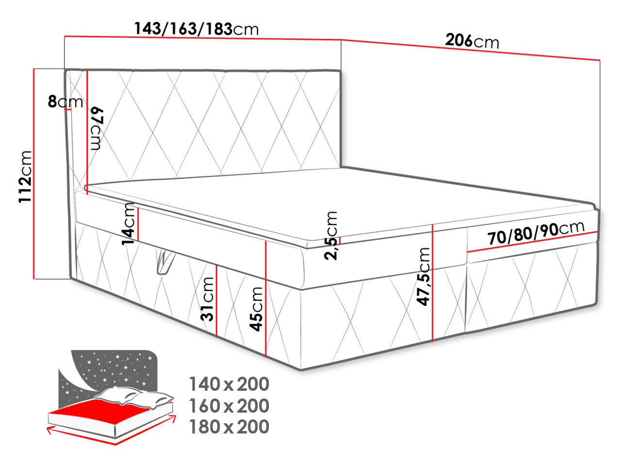 Kontinentaalvoodi TEBSILO-Magic Velvet 2260-180x200 cm hind ja info | Voodid | kaup24.ee