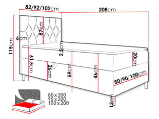 Kontinentaalvoodi JUNIOR GERDISE 1-ekoskóra Soft 017 (biała) + Fresh 37-90x200 cm-Vasak цена и информация | Кровати | kaup24.ee