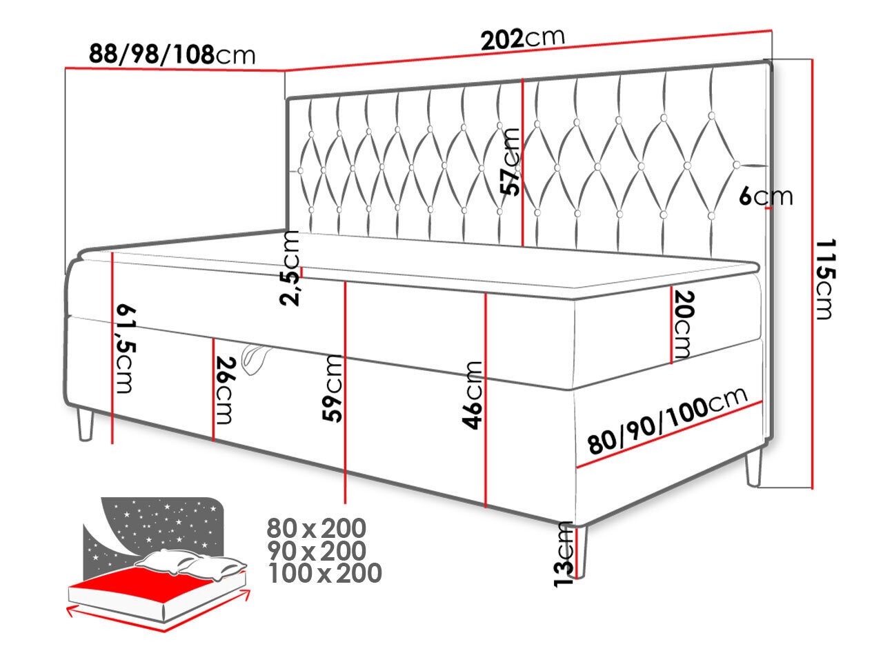 Kontinentaalvoodi JUNIOR GERDISE 2-ekoskóra Soft 017 (biała) + Fresh 01-80x200 cm-Parem hind ja info | Voodid | kaup24.ee