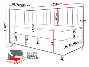 Континентальная кровать JUNIOR KAMIRE 3-ekoskóra Soft 017 (белая) + Fresh 34-100x200 см-Левая цена и информация | Кровати | kaup24.ee