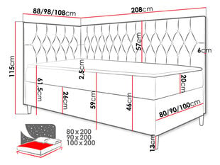 Kontinentaalvoodi JUNIOR GERDISE 3-ekoskóra Soft 017 (biała) + Fresh 01-80x200 cm-Parem hind ja info | Voodid | kaup24.ee