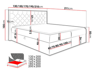 Kontinentaalvoodi MADARIS 3-dąb wotan + Faro 4-180x200 cm hind ja info | Voodid | kaup24.ee