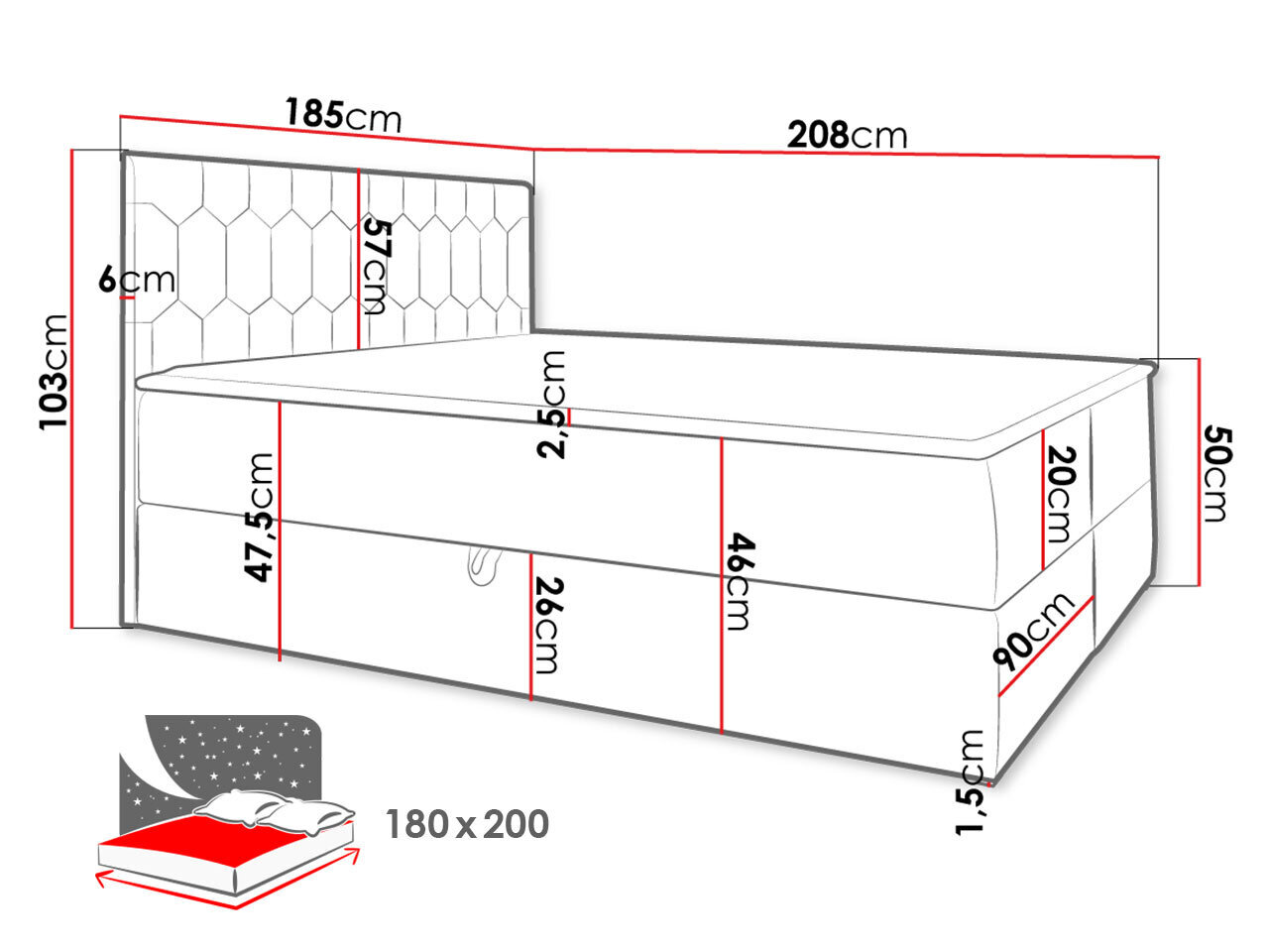 Kontinentaalvoodi BORNEO M24-Fresh 37-180x200 cm hind ja info | Voodid | kaup24.ee