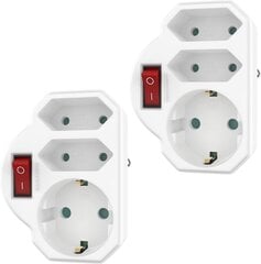 Benon 2 Seadke mitu pistiku lülitiga - pistikupesa adapter koos lapse lukustamisega - topeltpistik 3680w - 3 -kordne multi -plug - 2 eurot ja 1 Schuko - mitu pistikupesa hind ja info | Lülitid ja pistikupesad | kaup24.ee