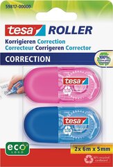 Tesa Mini Correction Roller Roller Ecologo Band для коррекции на бумаге - малая и эргономично - 6 м х 5 мм - синий/розовый - 2 упаковка цена и информация | Клей | kaup24.ee