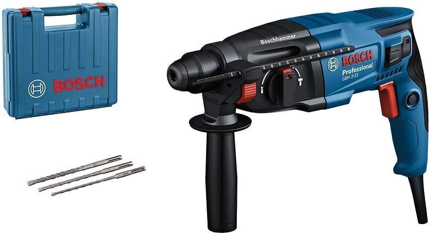 Bosch Professional Bohrhammer GBH 2-21 (koos SDS Plus-ga, sealhulgas 3x puuribitit SDS Plus, (6/8/10 mm), täiendav käsiraamat, masina riie, sügavuspeatus, käsitööna) цена и информация | Lööktrellid | kaup24.ee