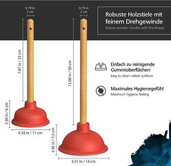 Nirox 2 komplekti imemiskella - puhastusvahend 110 ja 140 mm - tugeva imemisvõimsusega pumbad - lihtne -ravi pömpel - äravoolu tembeldamine võimsa kummikolviga hind ja info | WC-poti tarvikud | kaup24.ee