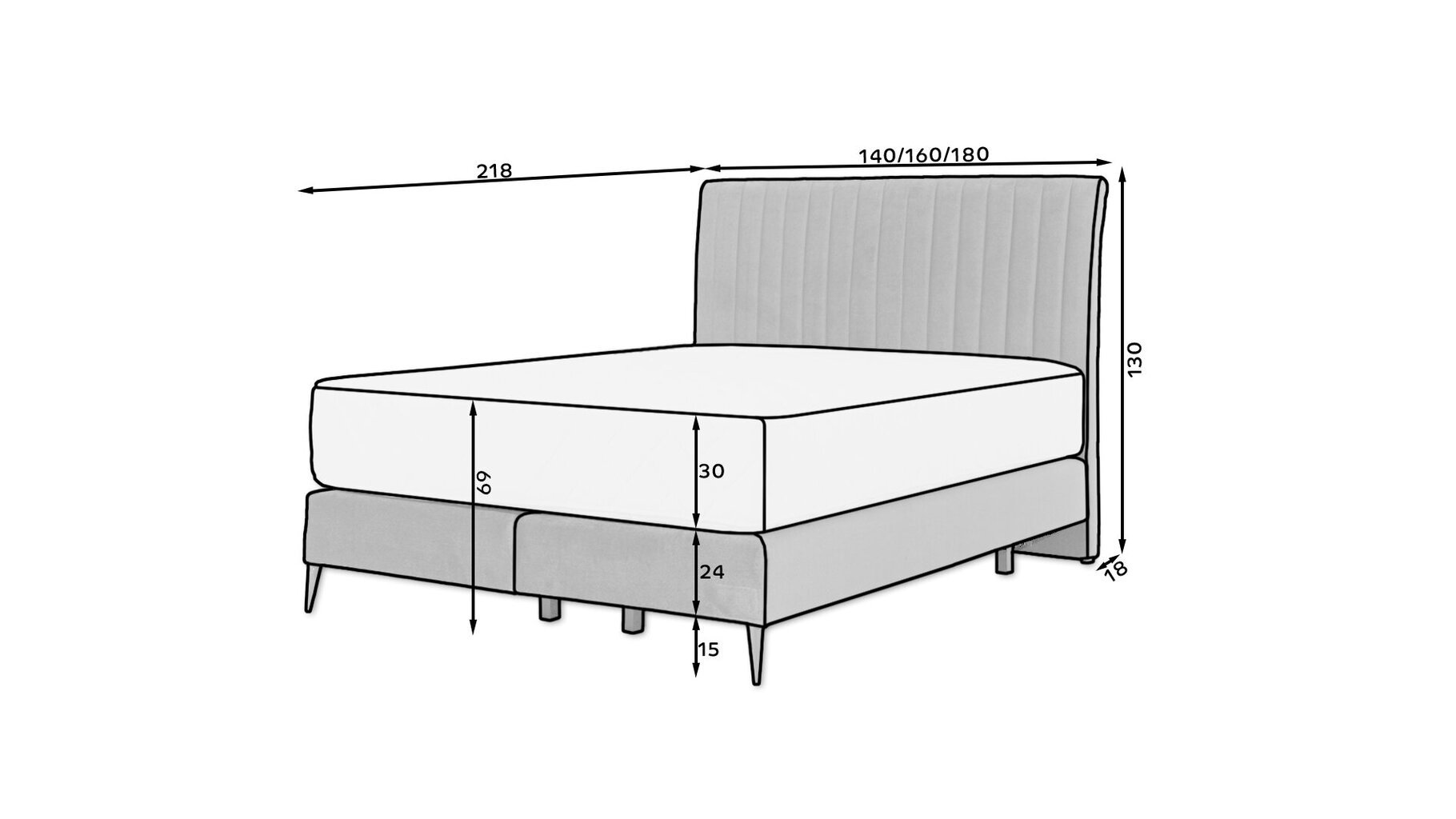 Kontinentaalvoodi E-BLANCA-Lukso 10-160x200 cm hind ja info | Voodid | kaup24.ee