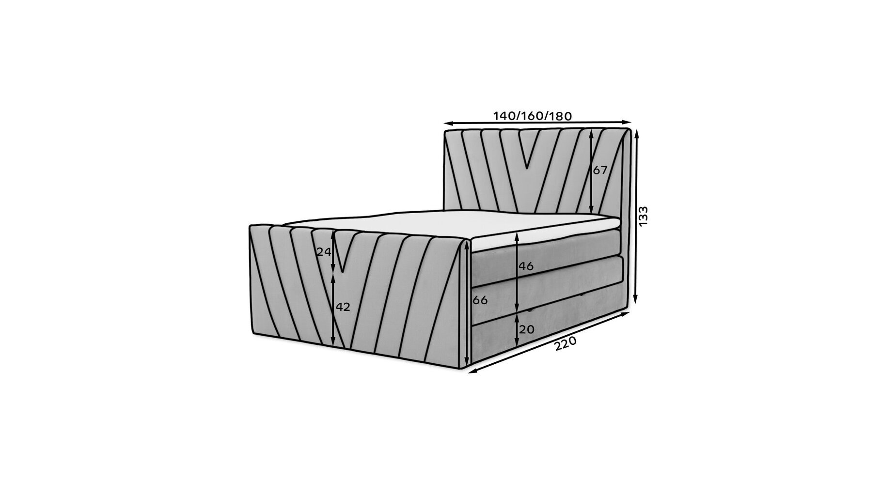 Kontinentaalvoodi E-CANDICE-Lukso 39-160x200 cm hind ja info | Voodid | kaup24.ee