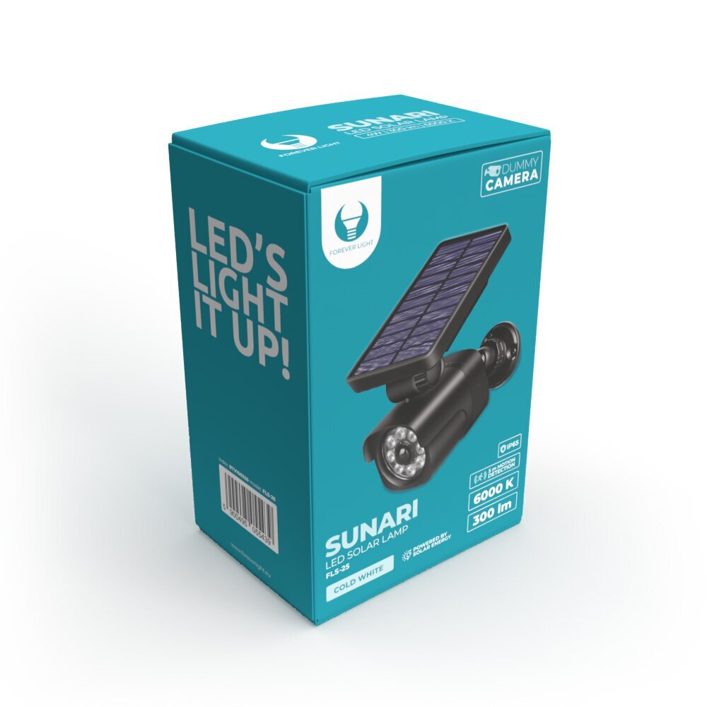 SUNARI Solar Lamp LED FLS-25 SMD PIR dummy camera 4W 300lm 6000K 1500mAh Li-Ion Forever Light цена и информация | Valvekaamerad | kaup24.ee