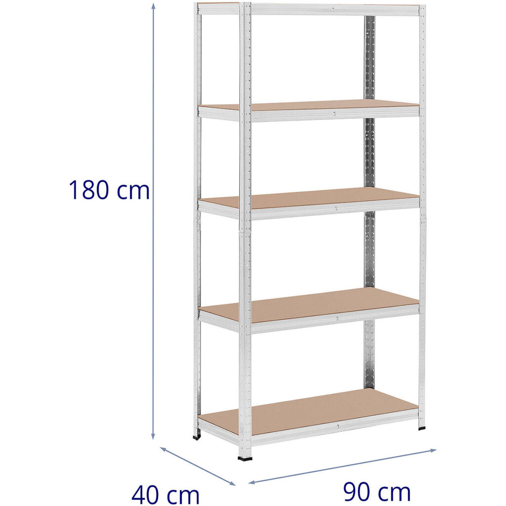 Metallist hoiuriiul 5 riiuliga 875 kg 90 x 40 x 180 cm hall 2 tk. hind ja info | Riiulid tööriistadele | kaup24.ee