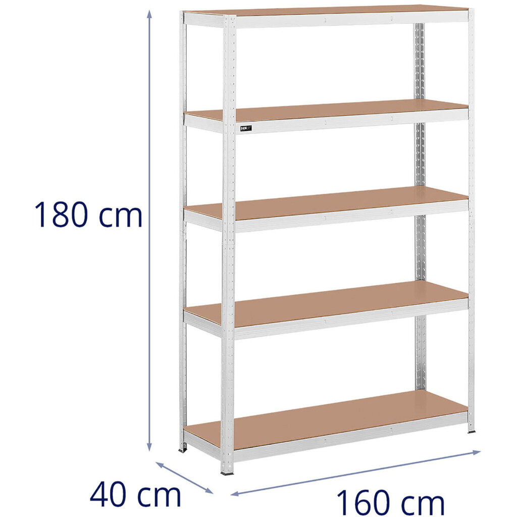 Metallist hoiuriiul 5 riiuliga 750 kg 120 x 40 x 180 cm hall цена и информация | Riiulid tööriistadele | kaup24.ee