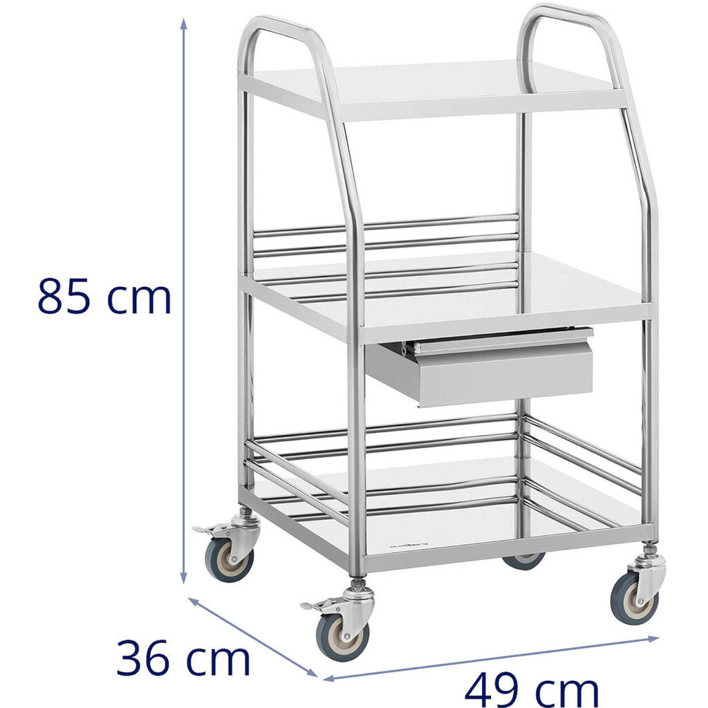 Kosmeetikahoolduse laborikäru STEEL 3 riiulit 1 sahtel 49 x 36 x 85 cm 30 kg 10180981 цена и информация | Ilusalongi mööbel | kaup24.ee