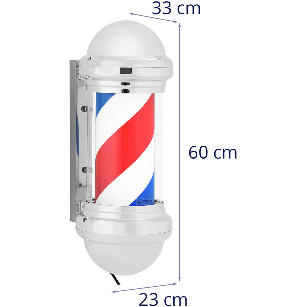 Valgustatud juuksuripost, pöörlev väli, 25 cm - hõbedane 10163481 цена и информация | Ilusalongi mööbel | kaup24.ee