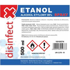 ETANOOL - Etüülalkoholiga denatureeritud DESINFEKTSIOON 99% pihusti 500ml 10105741 цена и информация | Механические инструменты | kaup24.ee