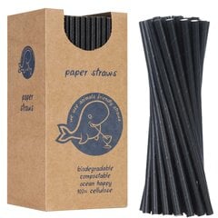 BIO ökoloogilised paberikõrred PAPER STRWS paks 8/205mm - must 160tk. 10099151 цена и информация | Столовые и кухонные приборы | kaup24.ee