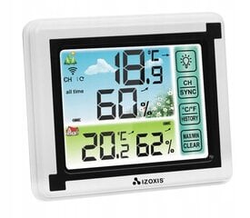 Värvilise ekraaniga juhtmevaba ilmajaam Izoxis 15746, valge hind ja info | Ilmajaamad, termomeetrid | kaup24.ee