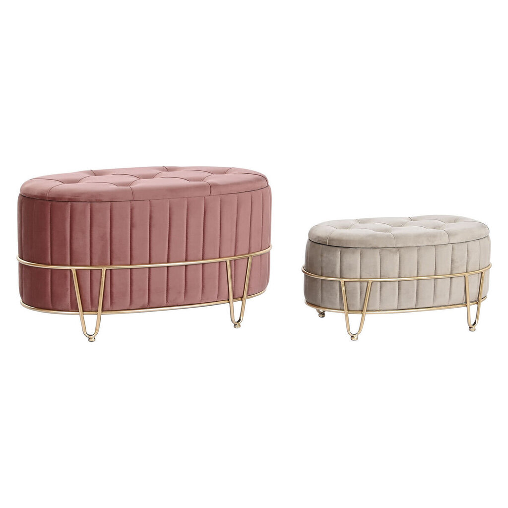 Set of 2 poufs DKD Aƒeme Atsyɔ̃ɖoɖo, pink / beige hind ja info | Kott-toolid, tumbad, järid | kaup24.ee