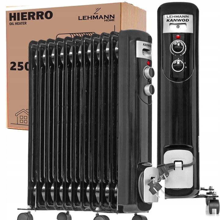 Õliradiaator Lehmann Kanwod Hierro, 2500W, must цена и информация | Küttekehad | kaup24.ee