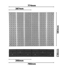 Tööriistasein metallist 78x72 cm Säilitussüsteem tööriistahoidjatega Tööriistakonksud ja 8 virnastuskasti 80 x 115 x 60 mm Värv: must Perforeeritud tahvel Töötuba Garaaž Kinnituspaneel Elektritööriist hind ja info | Tööriistakastid, tööriistahoidjad | kaup24.ee