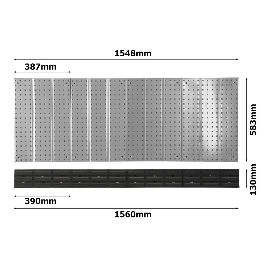 Tööriistasein metallist 156x72 cm Säilitussüsteem tööriistahoidjatega Tööriistakonksud ja 12 virnastuskasti 120 x 195 x 90 mm Värv: punane Perforeeritud plaat Töökoda Garaaž Tugiplaat Elektritööriista цена и информация | Tööriistakastid, tööriistahoidjad | kaup24.ee