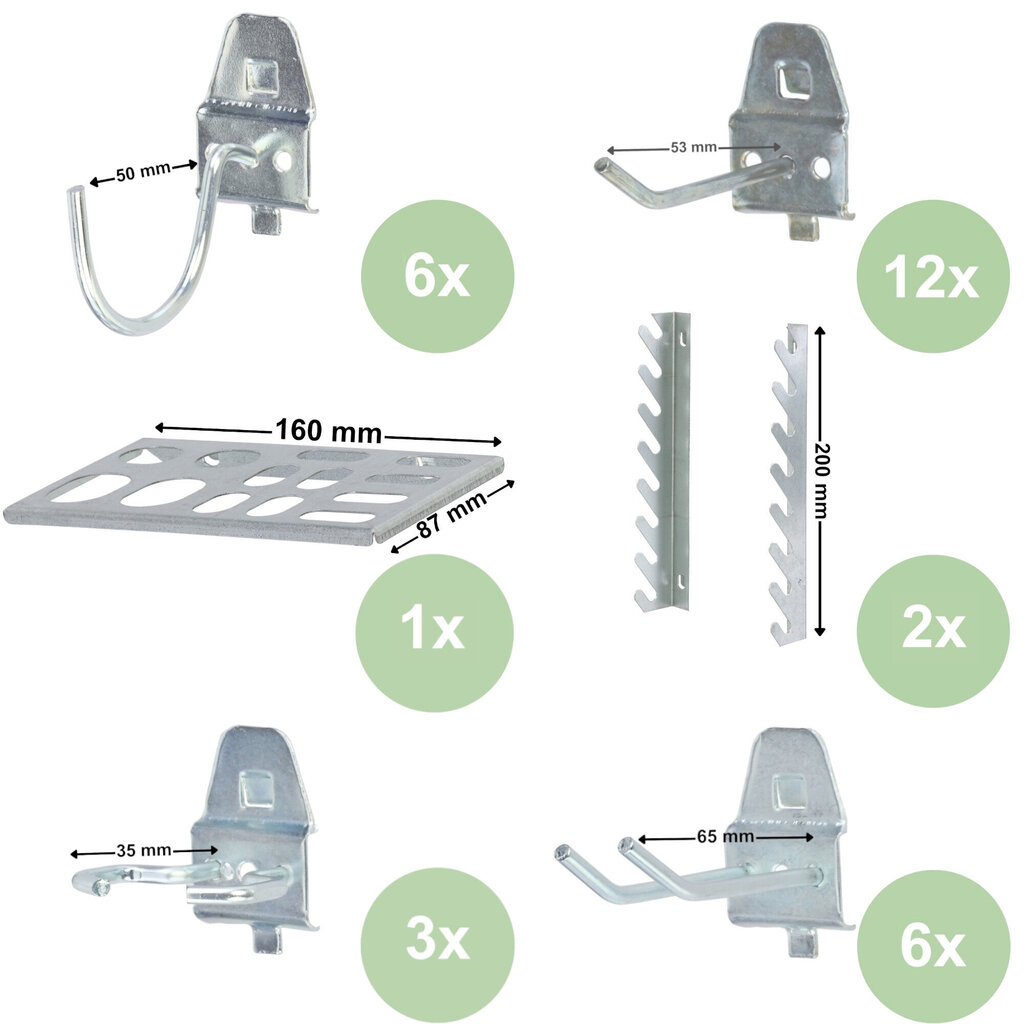 Tööriistasein metallist 156x72 cm Säilitussüsteem tööriistahoidjatega Tööriistakonksud ja 12 virnastuskasti 120 x 195 x 90 mm Värv: punane Perforeeritud plaat Töökoda Garaaž Tugiplaat Elektritööriista цена и информация | Tööriistakastid, tööriistahoidjad | kaup24.ee