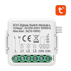 Nutilüliti moodul ZigBee N-LZWSM01-3, neutraalne TUYA Avatto hind ja info | Lülitid ja pistikupesad | kaup24.ee