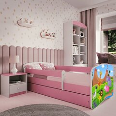 Babydreams розовая кровать с выдвижным ящиком и матрасом 140/70 цена и информация | Детские кровати | kaup24.ee