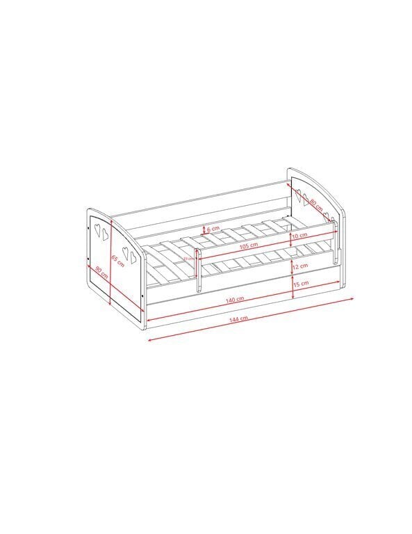 Roosa voodi julia ilma sahtlita, ilma madratsita 140/80 hind ja info | Lastevoodid | kaup24.ee