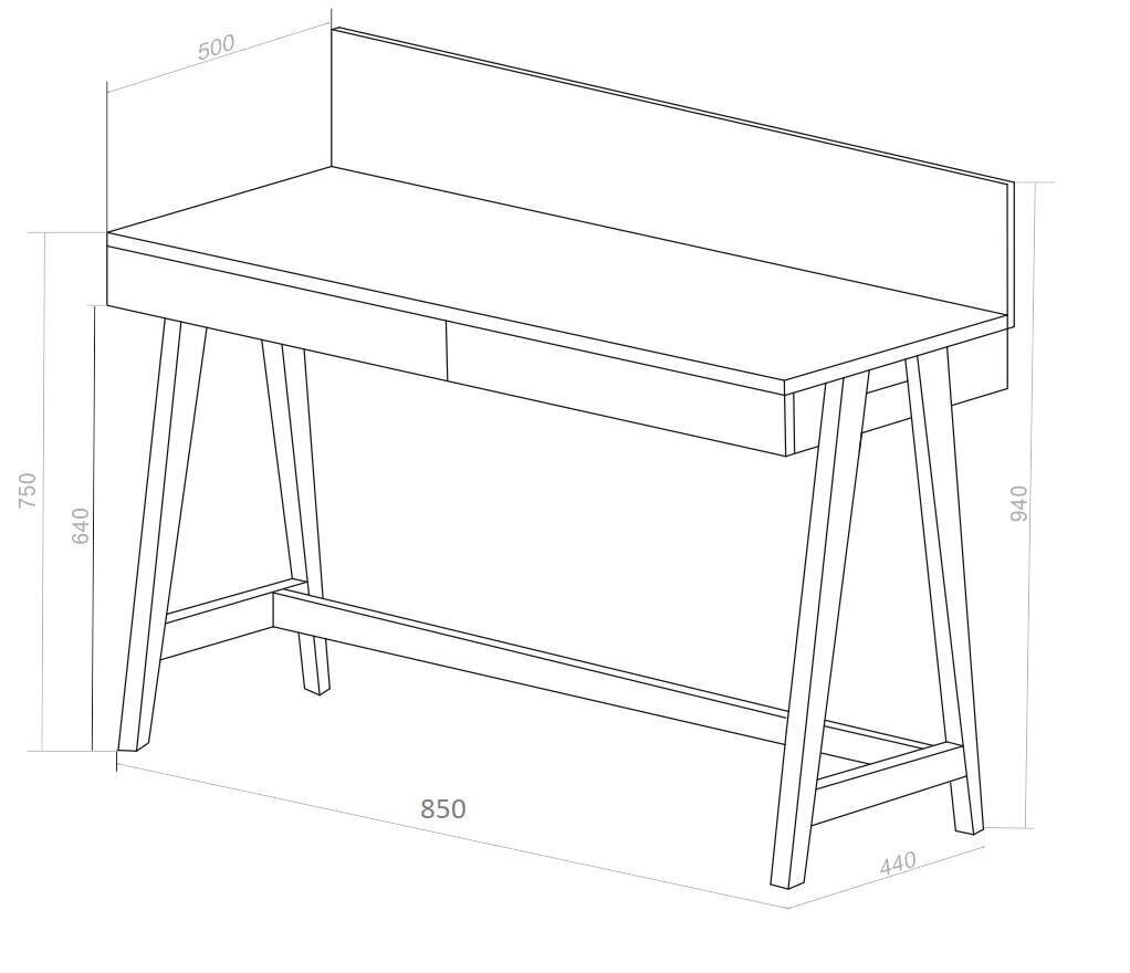 Kirjutuslaud LUKA sahtliga, 85x50cm, Tumehall - Saarepuu hind ja info | Arvutilauad, kirjutuslauad | kaup24.ee